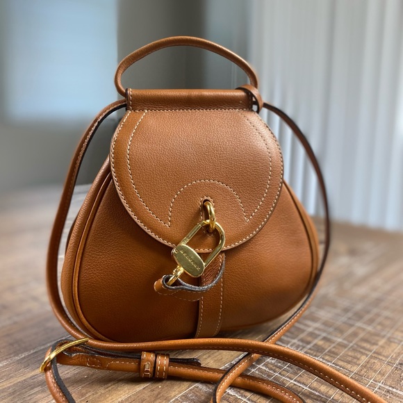 Delvaux Handbags - Delvaux Vintage Cognac Leather Cerceau Crossbody